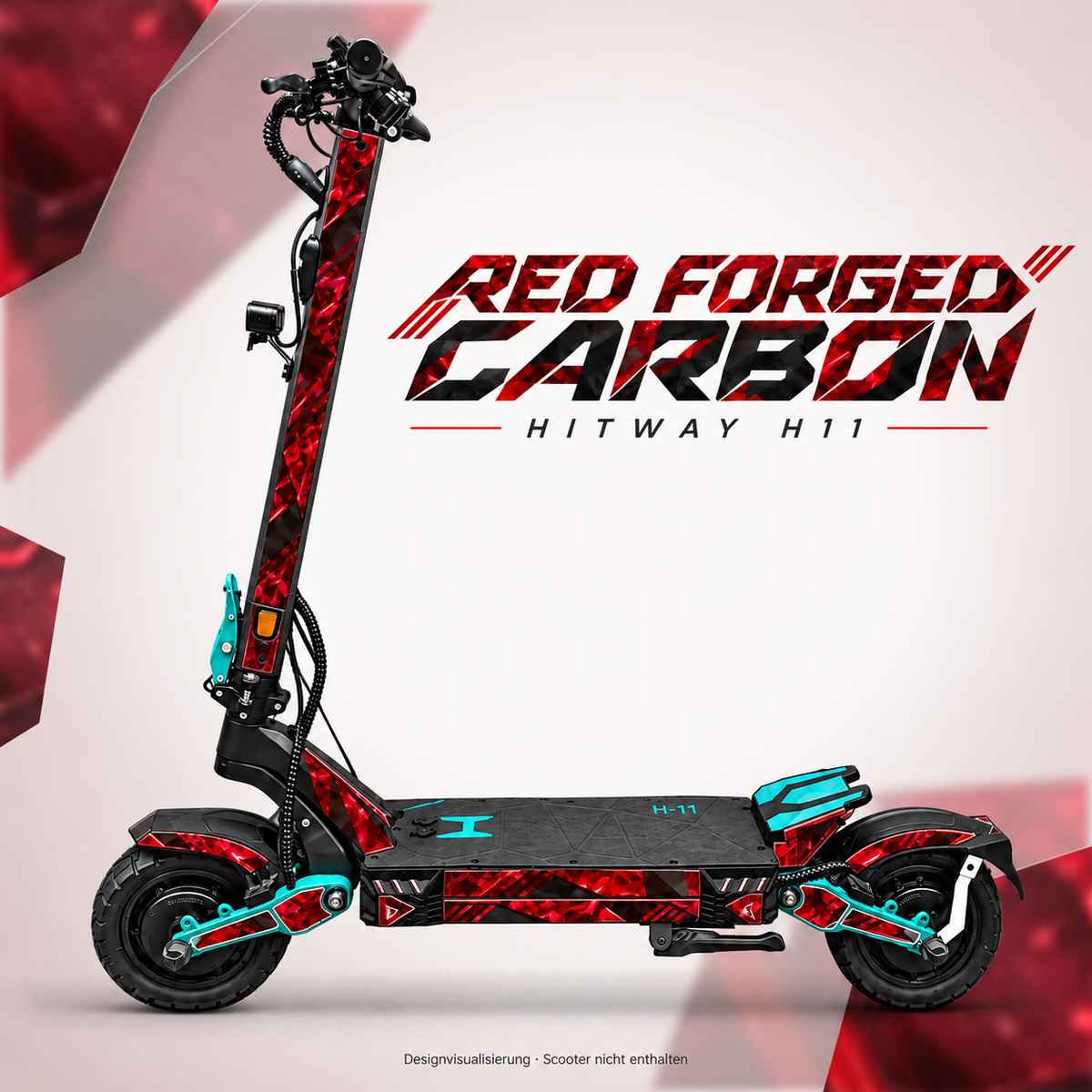 Hitway H11 Skin RED FORGED CARBON – Designvisualisierung für das passende Folien-Set