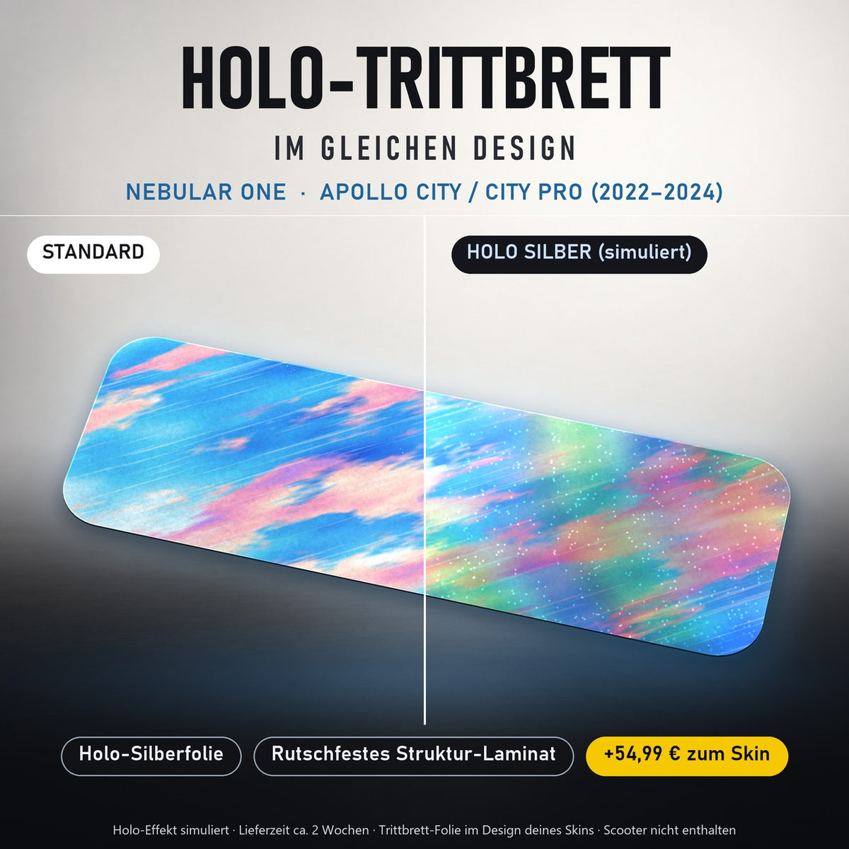 Holo-Trittbrett im gleichen Design – NEBULAR ONE für APOLLO CITY / CITY PRO (2022–2024), Holo-Effekt simuliert (+54,99 €)