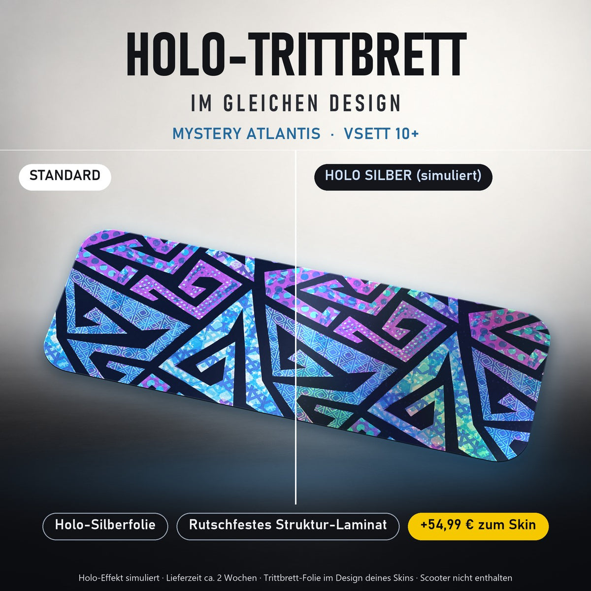 Holo-Trittbrett im gleichen Design – MYSTERY ATLANTIS für VSETT 10+, Holo-Effekt simuliert (+54,99 €)