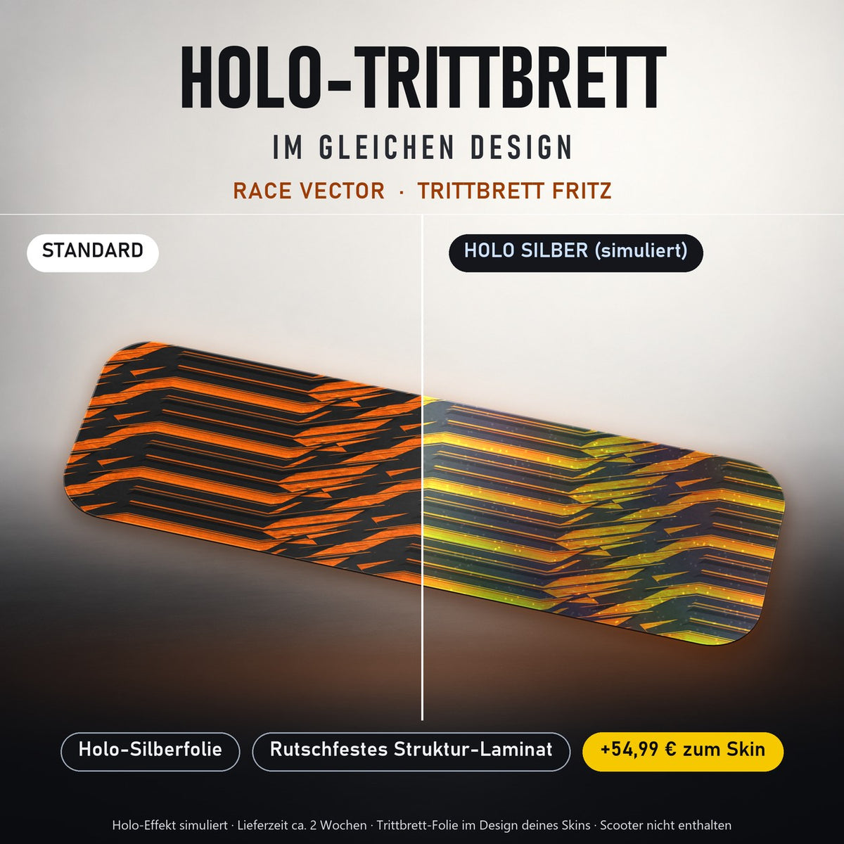 Holo-Trittbrett im gleichen Design – RACE VECTOR für TRITTBRETT FRITZ, Holo-Effekt simuliert (+54,99 €)