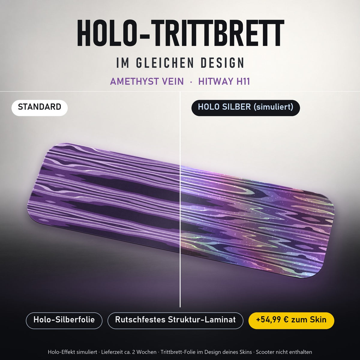 Holo-Trittbrett im gleichen Design – AMETHYST VEIN für HITWAY H11, Holo-Effekt simuliert (+54,99 €)