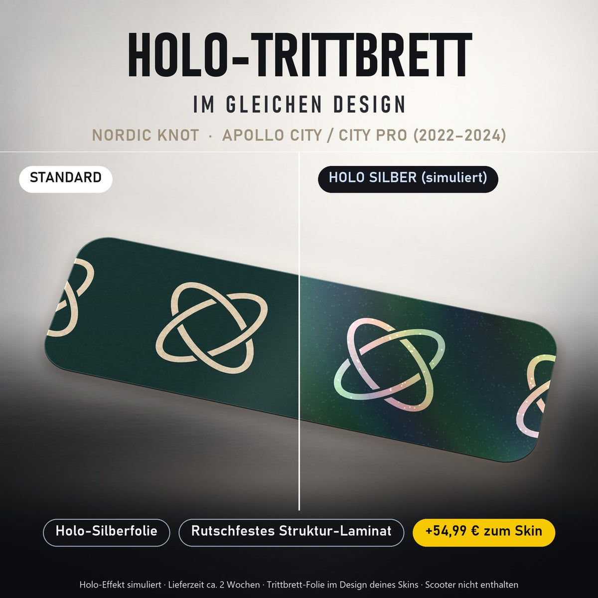 Holo-Trittbrett im gleichen Design – NORDIC KNOT für APOLLO CITY / CITY PRO (2022–2024), Holo-Effekt simuliert (+54,99 €)