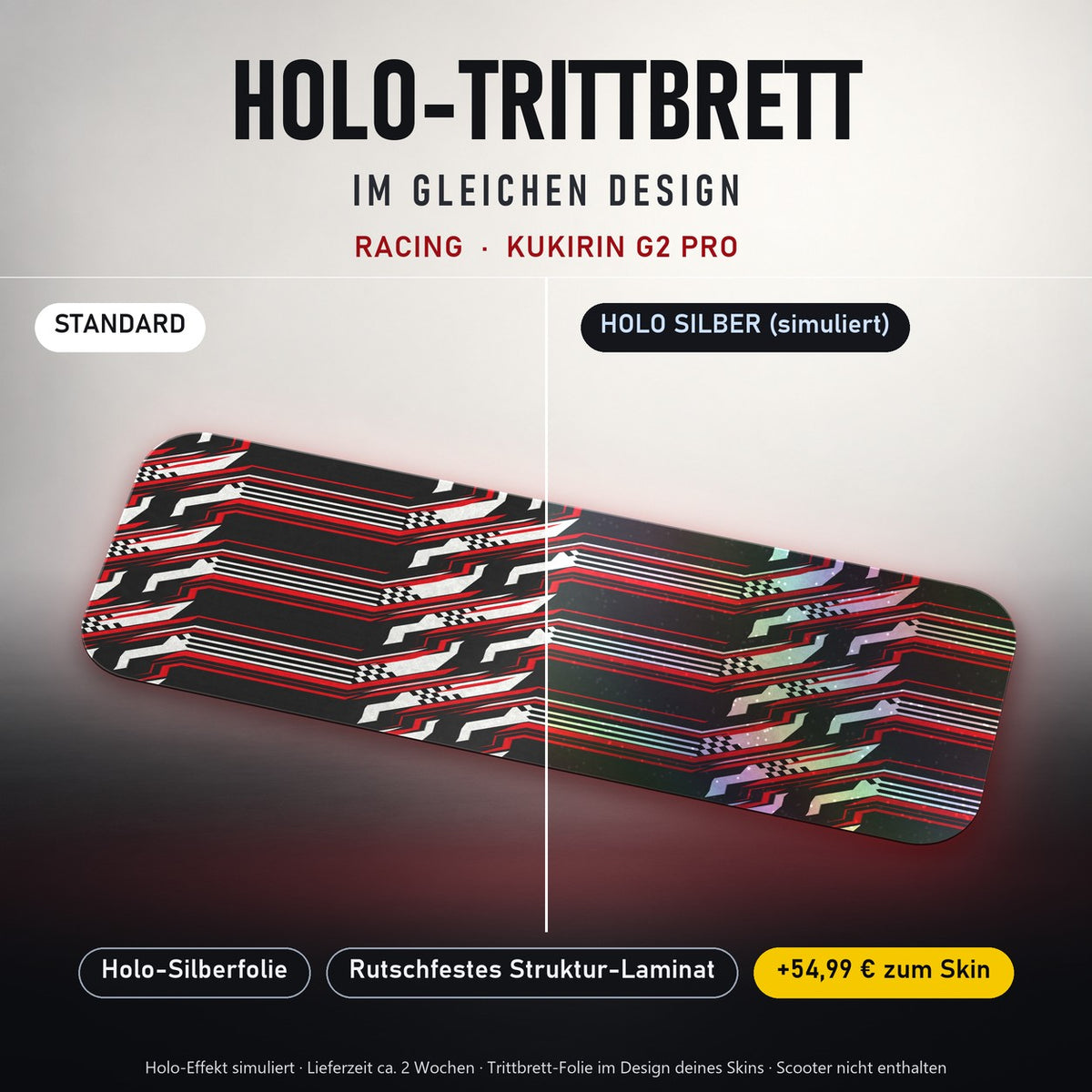Holo-Trittbrett im gleichen Design – RACING für KUKIRIN G2 PRO, Holo-Effekt simuliert (+54,99 €)