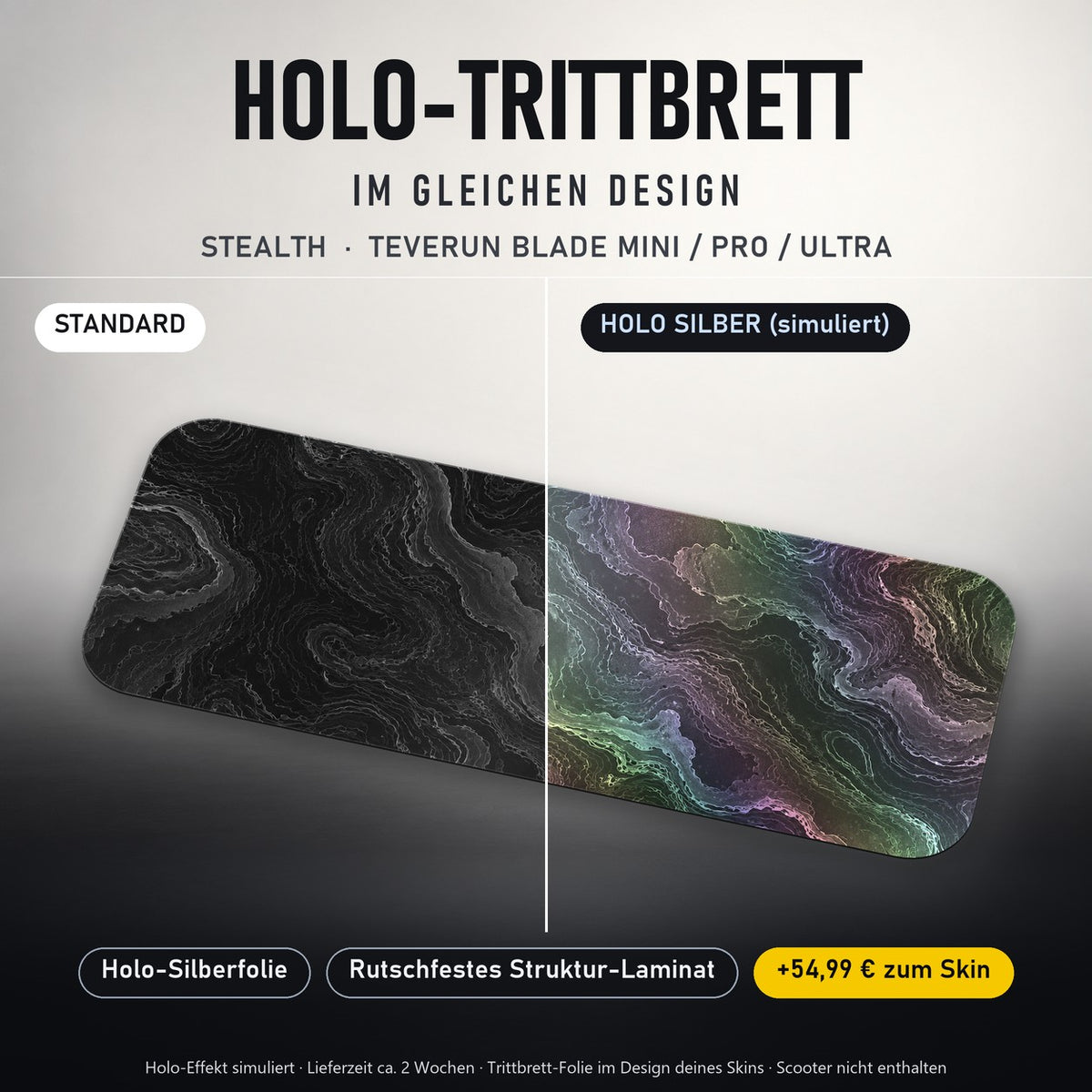 Holo-Trittbrett im gleichen Design – STEALTH für TEVERUN BLADE MINI / PRO / ULTRA, Holo-Effekt simuliert (+54,99 €)