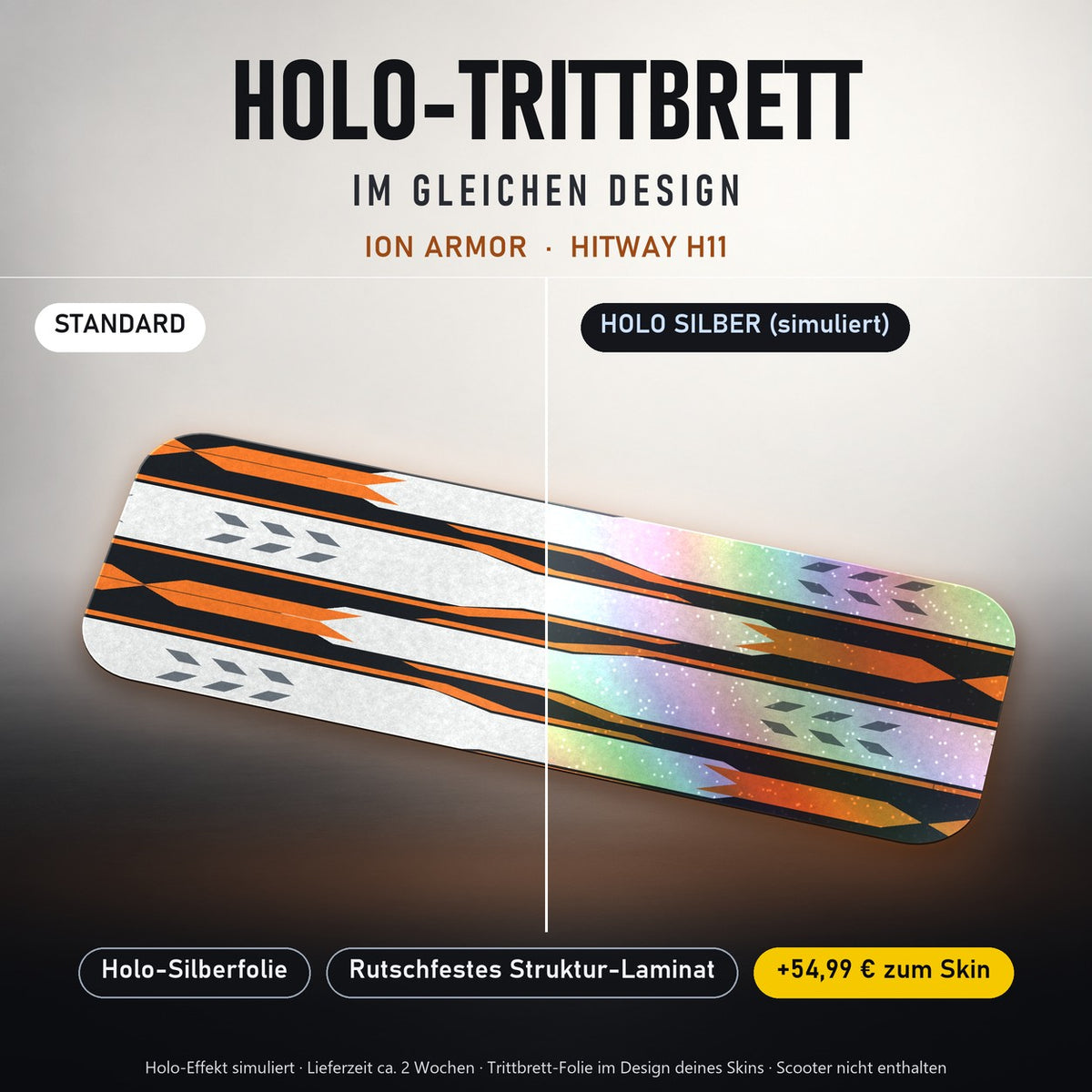 Holo-Trittbrett im gleichen Design – ION ARMOR für HITWAY H11, Holo-Effekt simuliert (+54,99 €)