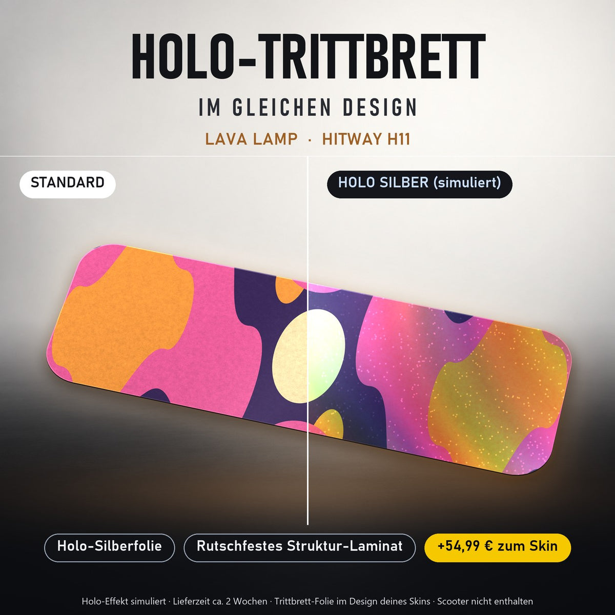 Holo-Trittbrett im gleichen Design – LAVA LAMP für HITWAY H11, Holo-Effekt simuliert (+54,99 €)