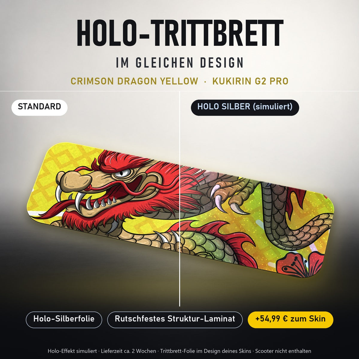 Holo-Trittbrett im gleichen Design – CRIMSON DRAGON YELLOW für KUKIRIN G2 PRO, Holo-Effekt simuliert (+54,99 €)