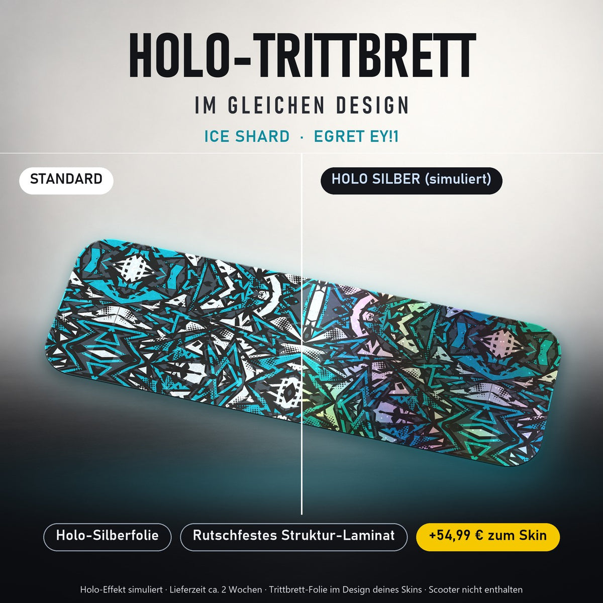 Holo-Trittbrett im gleichen Design – ICE SHARD für EGRET EY!1, Holo-Effekt simuliert (+54,99 €)
