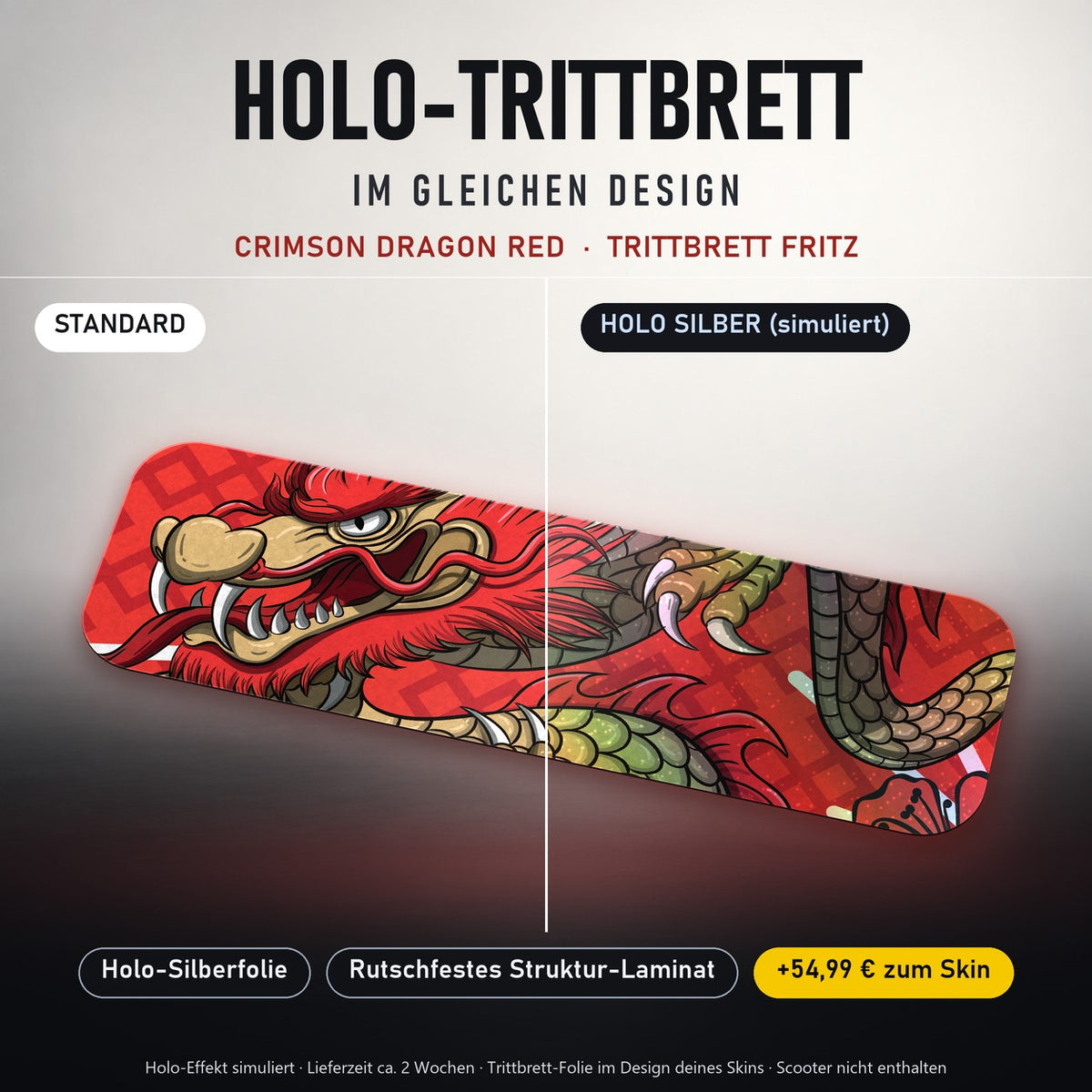 Holo-Trittbrett im gleichen Design – CRIMSON DRAGON RED für TRITTBRETT FRITZ, Holo-Effekt simuliert (+54,99 €)