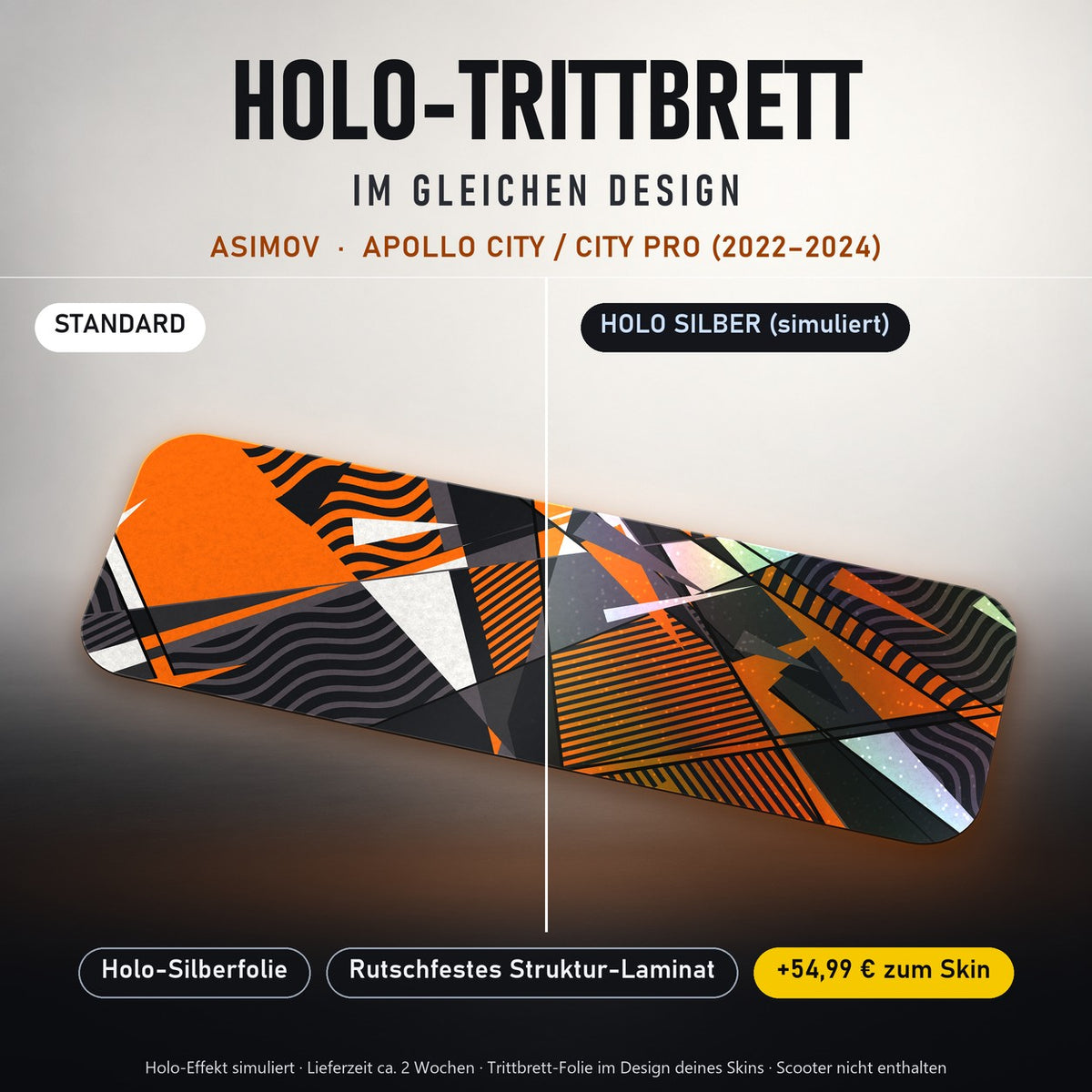 Holo-Trittbrett im gleichen Design – ASIMOV für APOLLO CITY / CITY PRO (2022–2024), Holo-Effekt simuliert (+54,99 €)