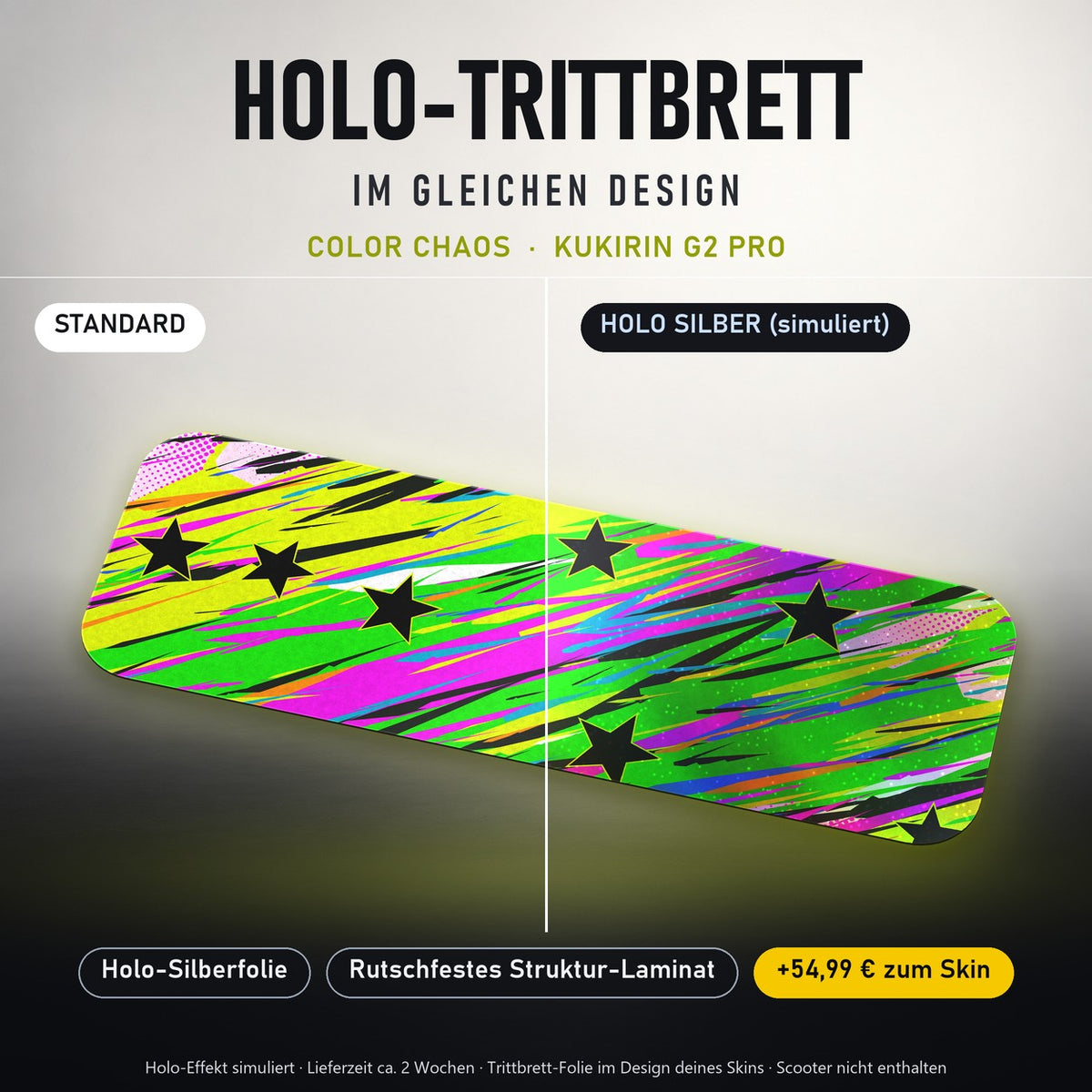 Holo-Trittbrett im gleichen Design – COLOR CHAOS für KUKIRIN G2 PRO, Holo-Effekt simuliert (+54,99 €)