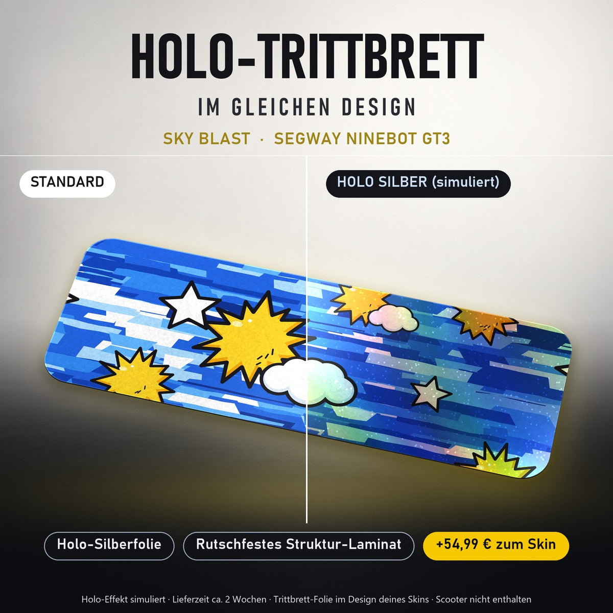Holo-Trittbrett im gleichen Design – SKY BLAST für SEGWAY NINEBOT GT3, Holo-Effekt simuliert (+54,99 €)