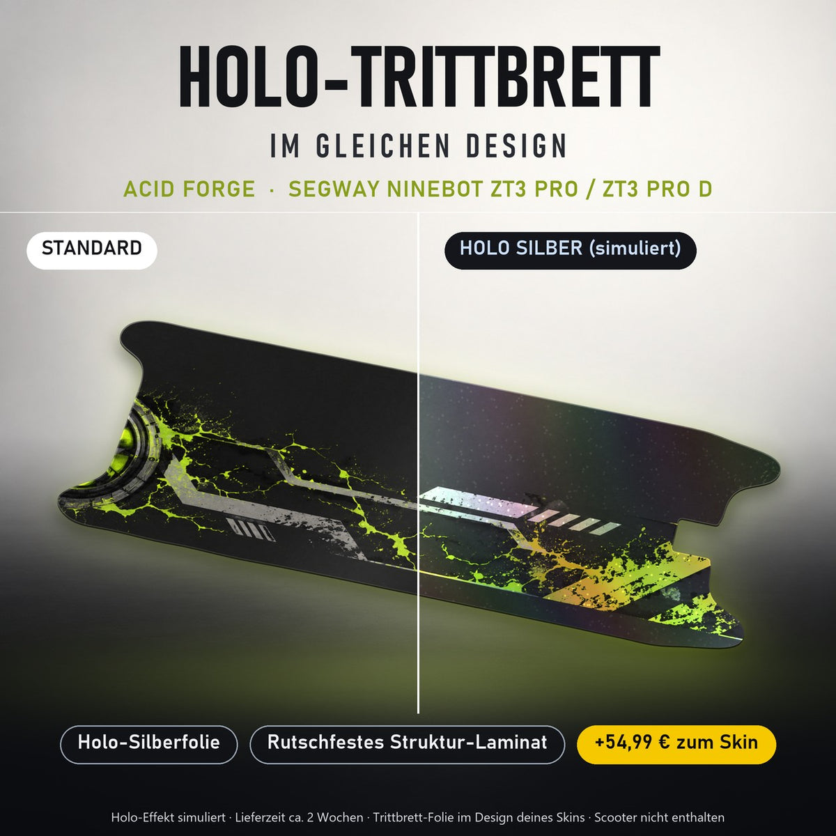 Holo-Trittbrett im gleichen Design – ACID FORGE für SEGWAY NINEBOT ZT3 PRO / ZT3 PRO D, Holo-Effekt simuliert (+54,99 €)