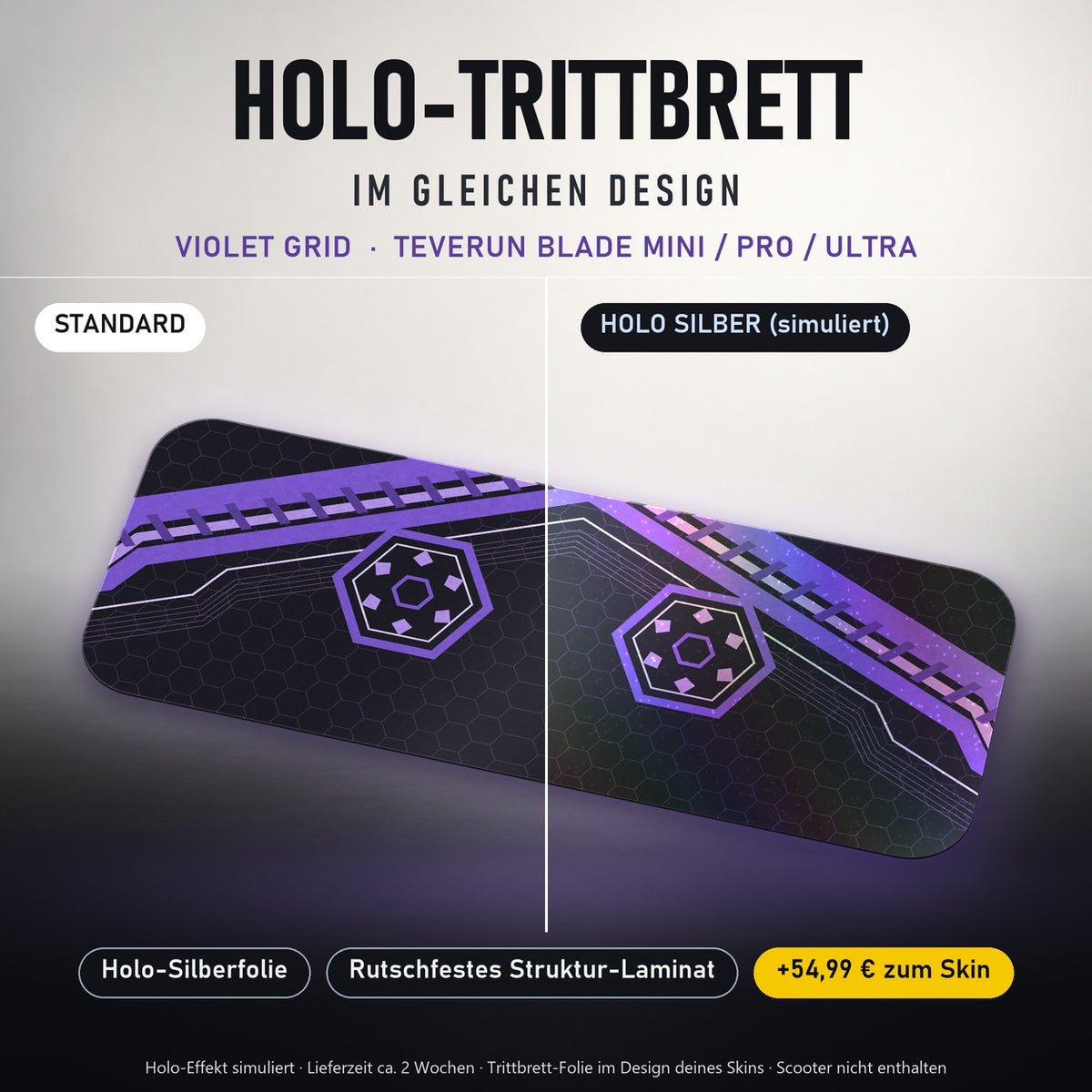 Holo-Trittbrett im gleichen Design – VIOLET GRID für TEVERUN BLADE MINI / PRO / ULTRA, Holo-Effekt simuliert (+54,99 €)