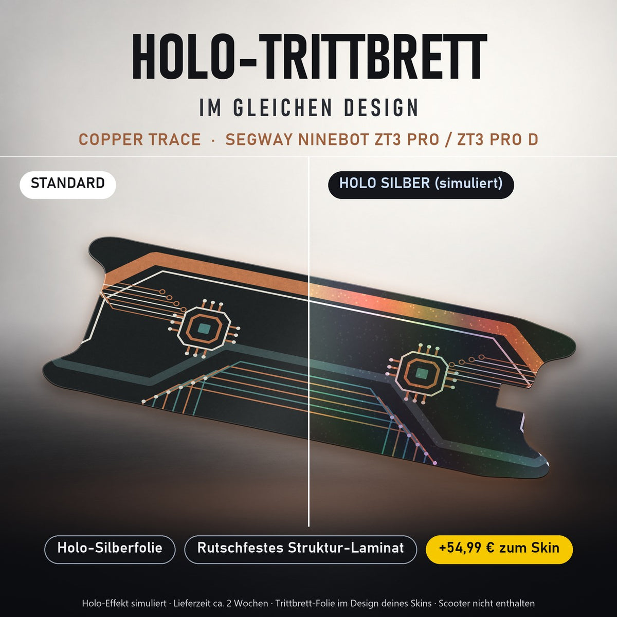 Holo-Trittbrett im gleichen Design – COPPER TRACE für SEGWAY NINEBOT ZT3 PRO / ZT3 PRO D, Holo-Effekt simuliert (+54,99 €)