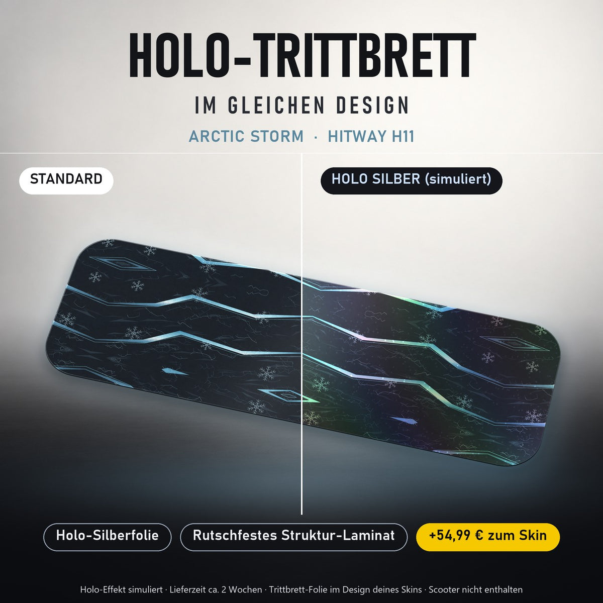 Holo-Trittbrett im gleichen Design – ARCTIC STORM für HITWAY H11, Holo-Effekt simuliert (+54,99 €)