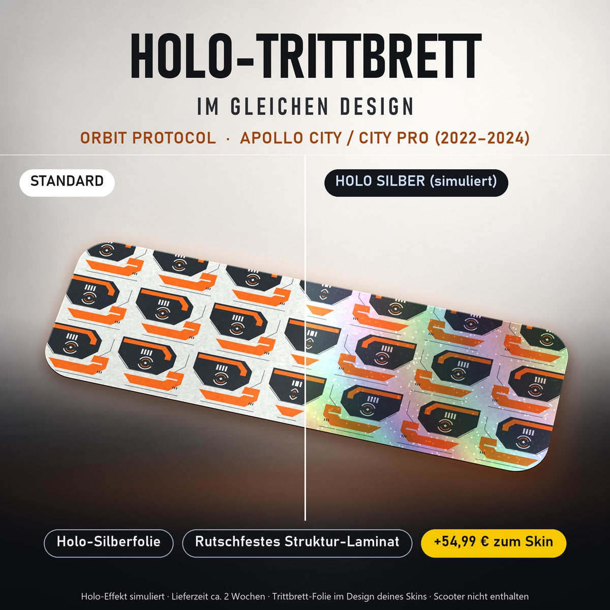 Holo-Trittbrett im gleichen Design – ORBIT PROTOCOL für APOLLO CITY / CITY PRO (2022–2024), Holo-Effekt simuliert (+54,99 €)