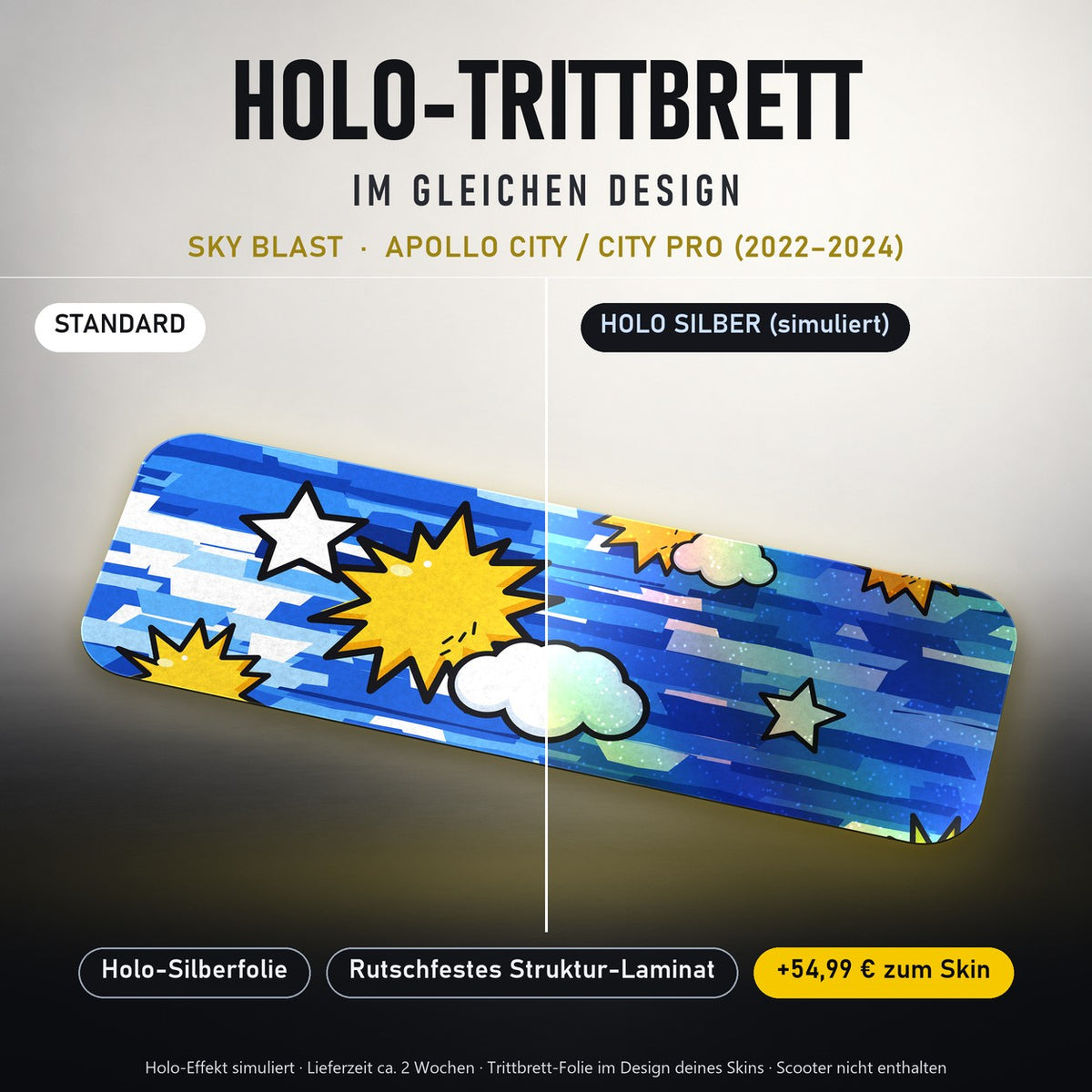 Holo-Trittbrett im gleichen Design – SKY BLAST für APOLLO CITY / CITY PRO (2022–2024), Holo-Effekt simuliert (+54,99 €)