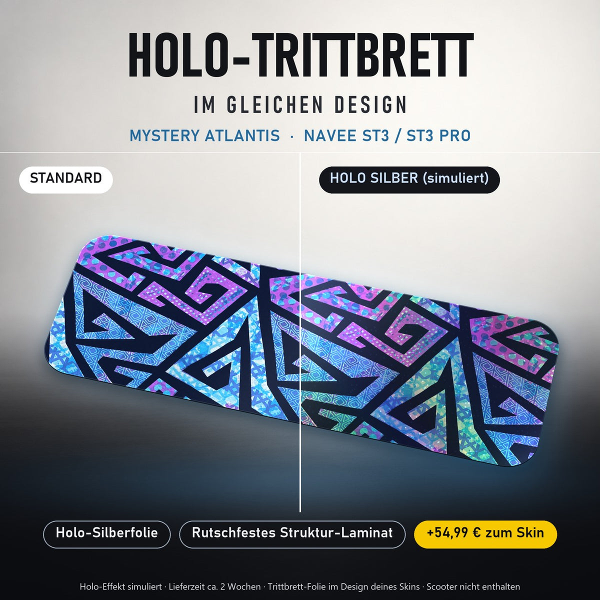 Holo-Trittbrett im gleichen Design – MYSTERY ATLANTIS für NAVEE ST3 / ST3 PRO, Holo-Effekt simuliert (+54,99 €)