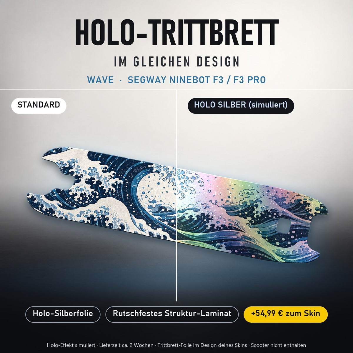 Holo-Trittbrett im gleichen Design – WAVE für SEGWAY NINEBOT F3 / F3 PRO, Holo-Effekt simuliert (+54,99 €)