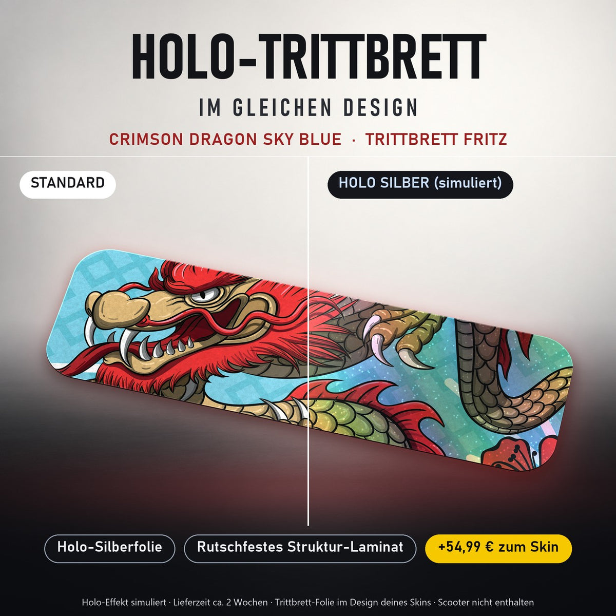 Holo-Trittbrett im gleichen Design – CRIMSON DRAGON SKY BLUE für TRITTBRETT FRITZ, Holo-Effekt simuliert (+54,99 €)