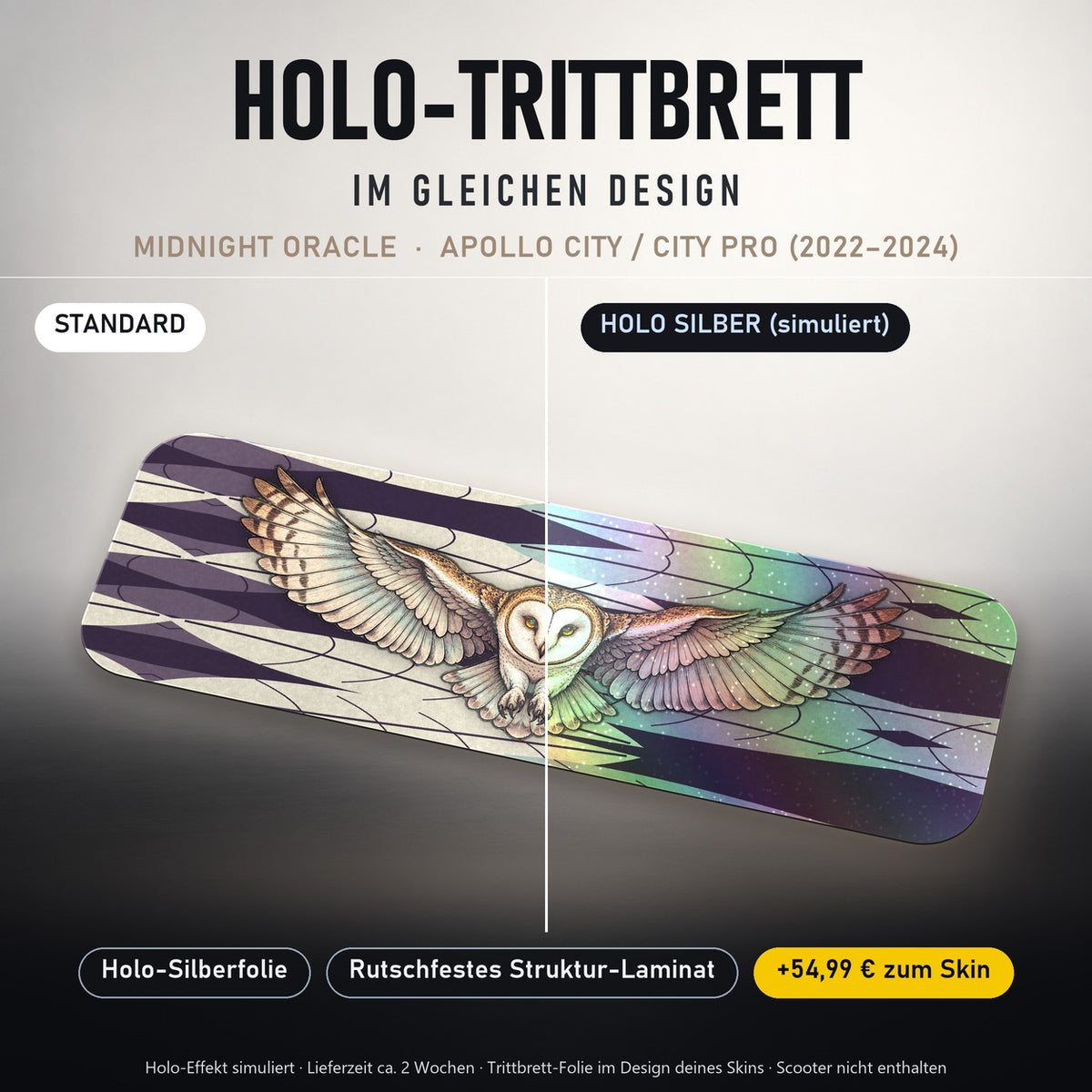 Holo-Trittbrett im gleichen Design – MIDNIGHT ORACLE für APOLLO CITY / CITY PRO (2022–2024), Holo-Effekt simuliert (+54,99 €)