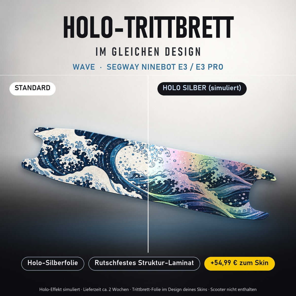 Holo-Trittbrett im gleichen Design – WAVE für SEGWAY NINEBOT E3 / E3 PRO, Holo-Effekt simuliert (+54,99 €)