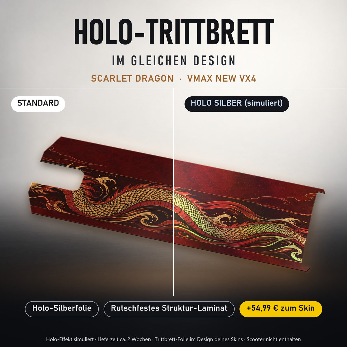 Holo-Trittbrett im gleichen Design – SCARLET DRAGON für VMAX NEW VX4, Holo-Effekt simuliert (+54,99 €)