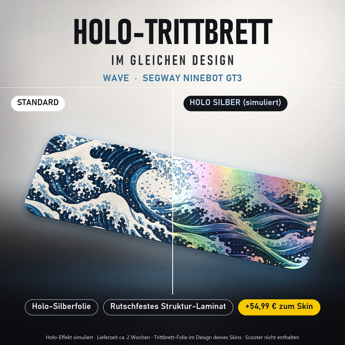 Holo-Trittbrett im gleichen Design – WAVE für SEGWAY NINEBOT GT3, Holo-Effekt simuliert (+54,99 €)