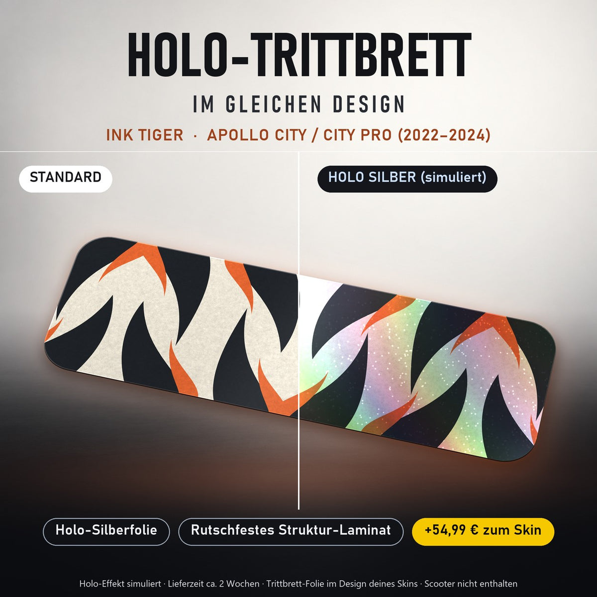 Holo-Trittbrett im gleichen Design – INK TIGER für APOLLO CITY / CITY PRO (2022–2024), Holo-Effekt simuliert (+54,99 €)
