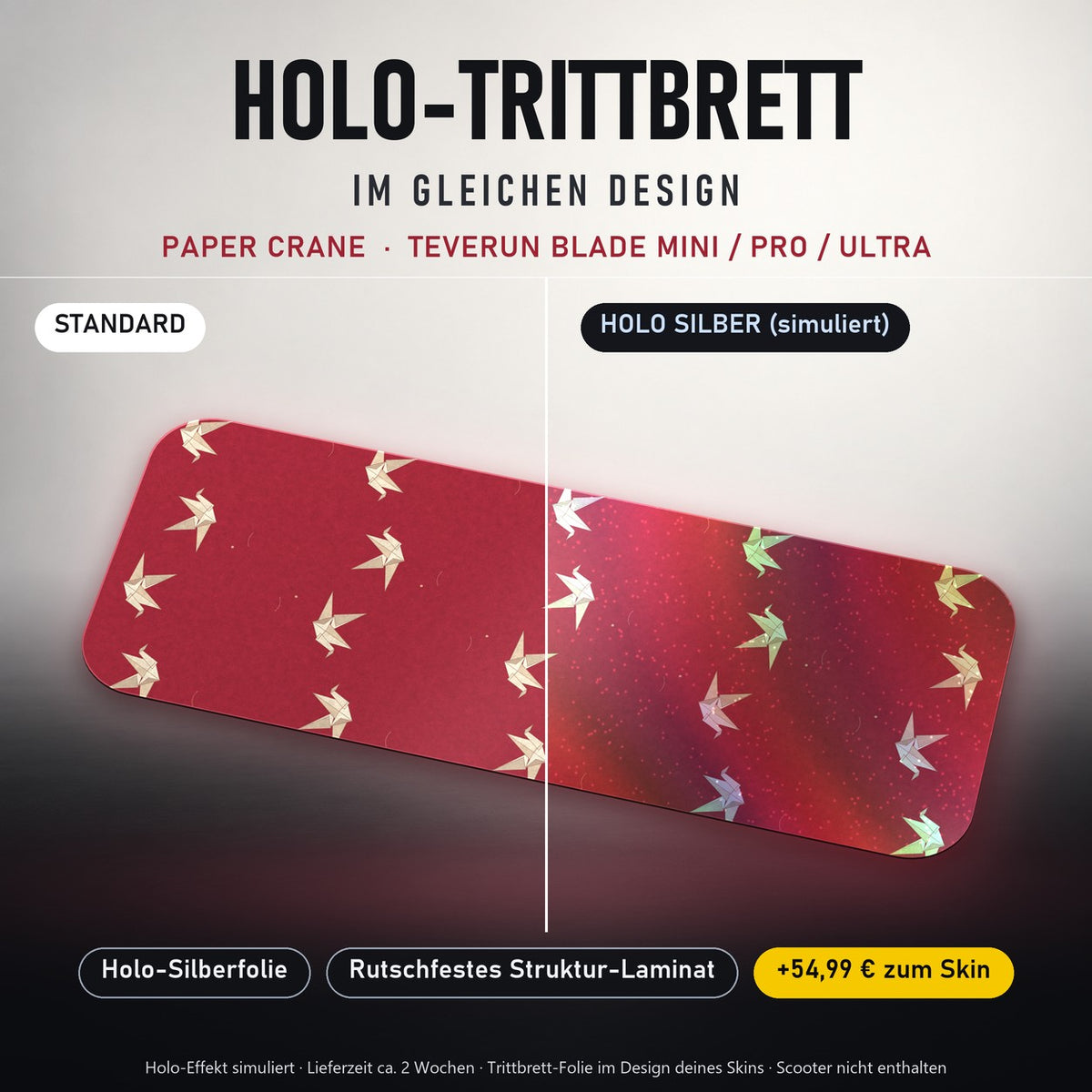 Holo-Trittbrett im gleichen Design – PAPER CRANE für TEVERUN BLADE MINI / PRO / ULTRA, Holo-Effekt simuliert (+54,99 €)