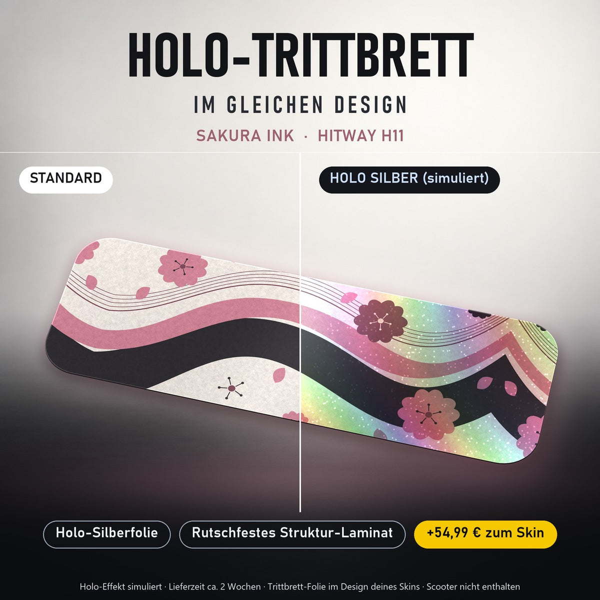 Holo-Trittbrett im gleichen Design – SAKURA INK für HITWAY H11, Holo-Effekt simuliert (+54,99 €)
