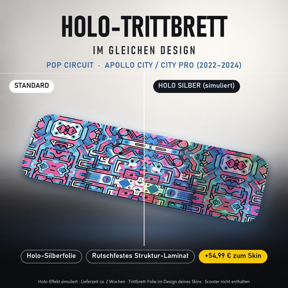 Holo-Trittbrett im gleichen Design – POP CIRCUIT für APOLLO CITY / CITY PRO (2022–2024), Holo-Effekt simuliert (+54,99 €)