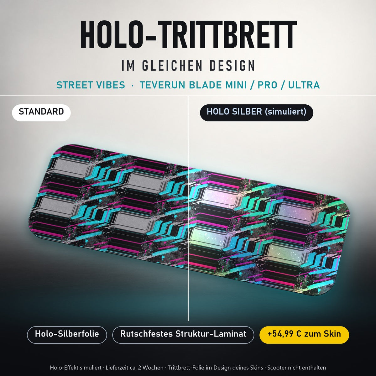 Holo-Trittbrett im gleichen Design – STREET VIBES für TEVERUN BLADE MINI / PRO / ULTRA, Holo-Effekt simuliert (+54,99 €)