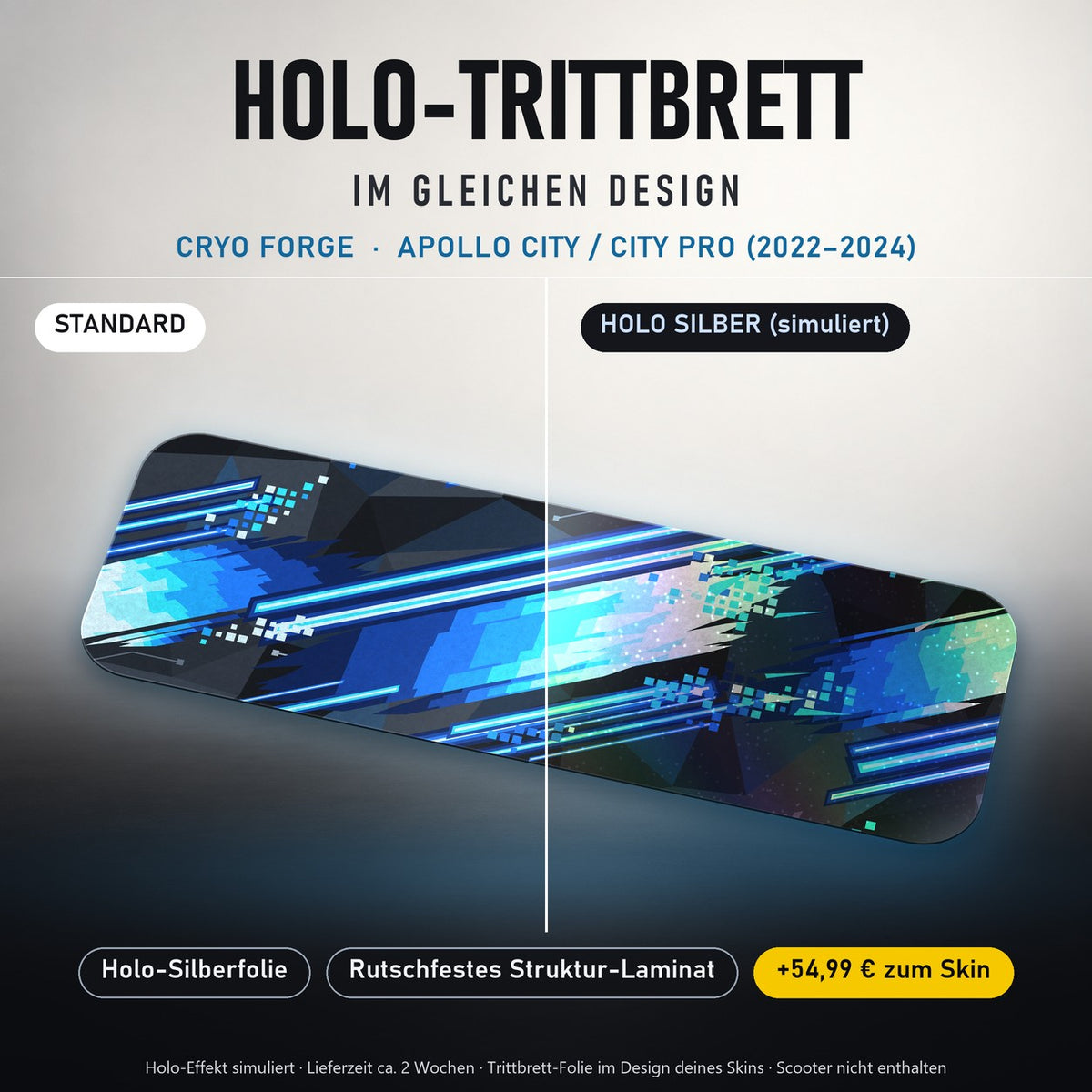Holo-Trittbrett im gleichen Design – CRYO FORGE für APOLLO CITY / CITY PRO (2022–2024), Holo-Effekt simuliert (+54,99 €)