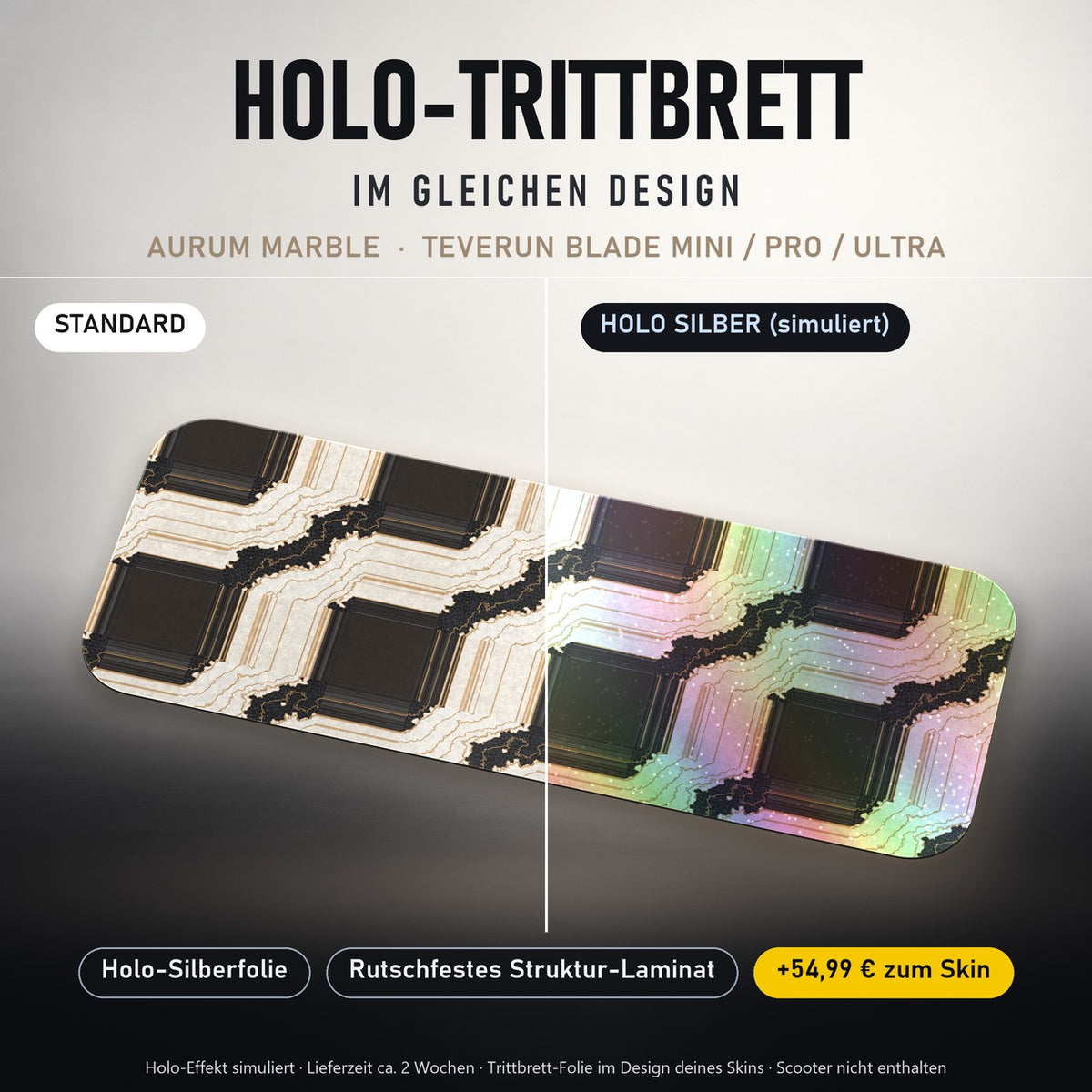 Holo-Trittbrett im gleichen Design – AURUM MARBLE für TEVERUN BLADE MINI / PRO / ULTRA, Holo-Effekt simuliert (+54,99 €)
