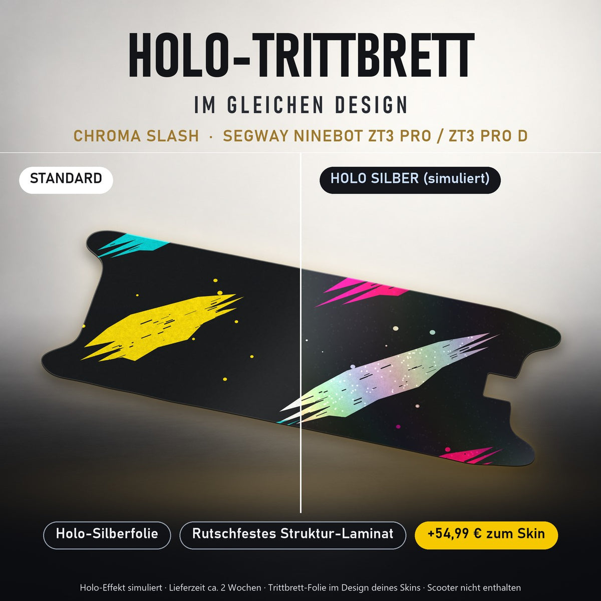 Holo-Trittbrett im gleichen Design – CHROMA SLASH für SEGWAY NINEBOT ZT3 PRO / ZT3 PRO D, Holo-Effekt simuliert (+54,99 €)