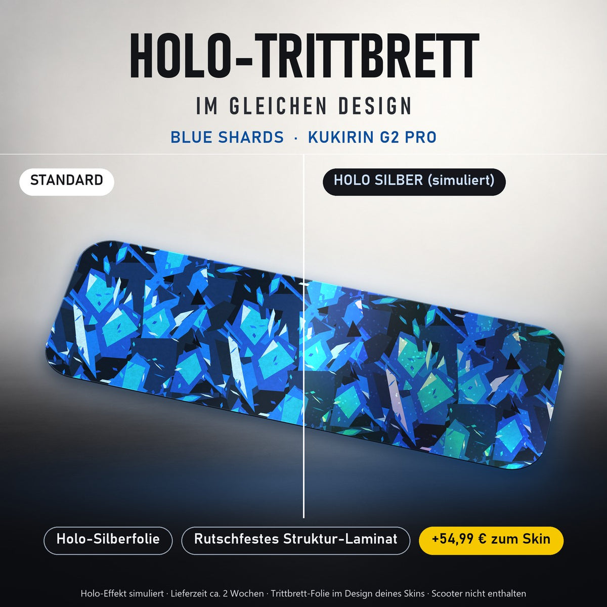 Holo-Trittbrett im gleichen Design – BLUE SHARDS für KUKIRIN G2 PRO, Holo-Effekt simuliert (+54,99 €)