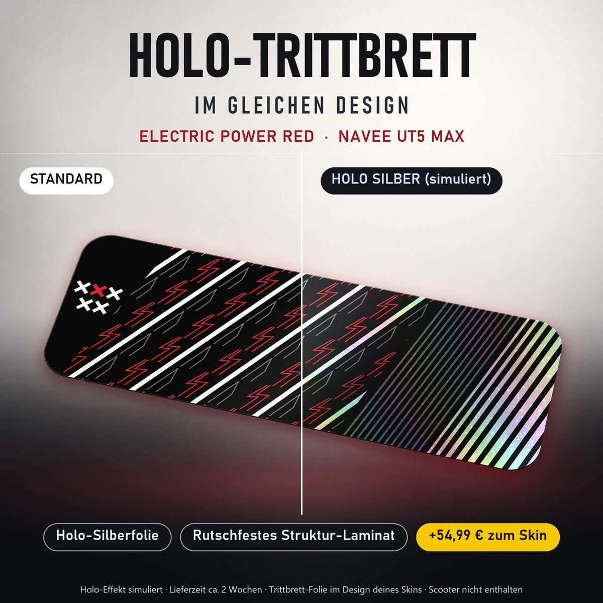 Holo-Trittbrett im gleichen Design – ELECTRIC POWER RED für NAVEE UT5 MAX, Holo-Effekt simuliert (+54,99 €)