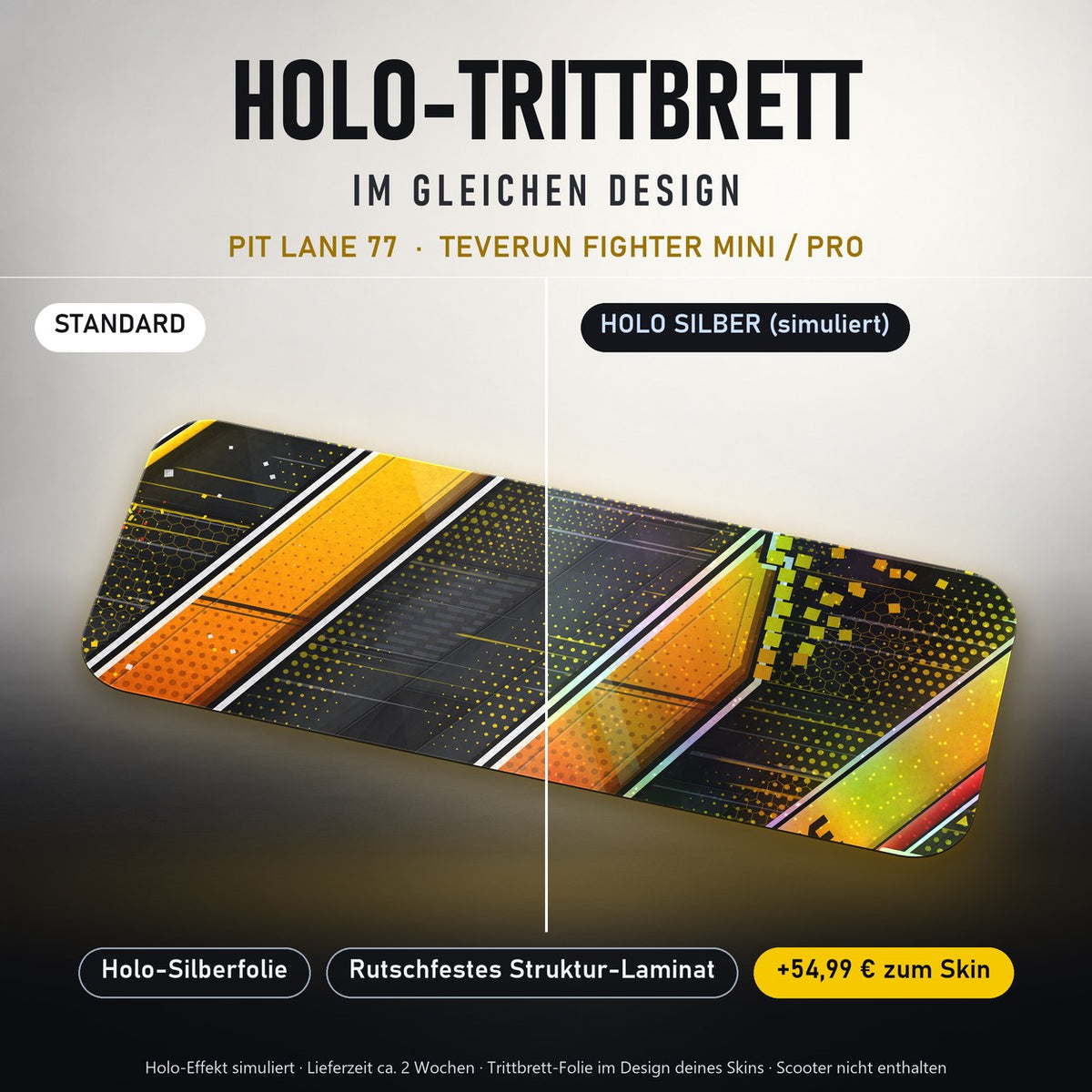 Holo-Trittbrett im gleichen Design – PIT LANE 77 für TEVERUN FIGHTER MINI / PRO, Holo-Effekt simuliert (+54,99 €)