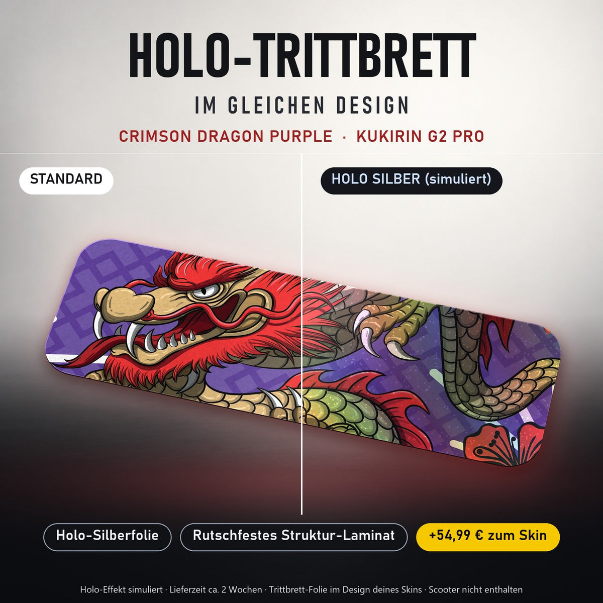 Holo-Trittbrett im gleichen Design – CRIMSON DRAGON PURPLE für KUKIRIN G2 PRO, Holo-Effekt simuliert (+54,99 €)