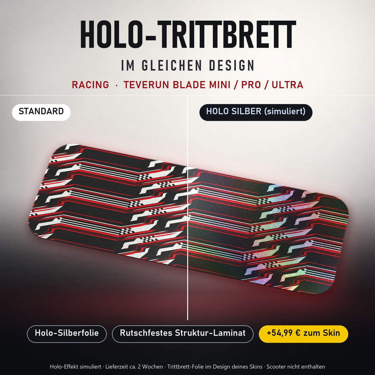 Holo-Trittbrett im gleichen Design – RACING für TEVERUN BLADE MINI / PRO / ULTRA, Holo-Effekt simuliert (+54,99 €)