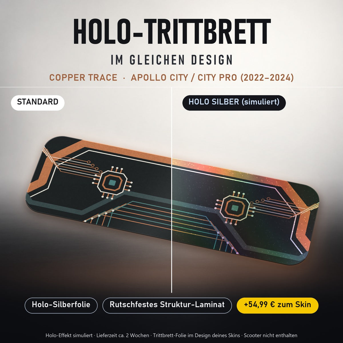 Holo-Trittbrett im gleichen Design – COPPER TRACE für APOLLO CITY / CITY PRO (2022–2024), Holo-Effekt simuliert (+54,99 €)