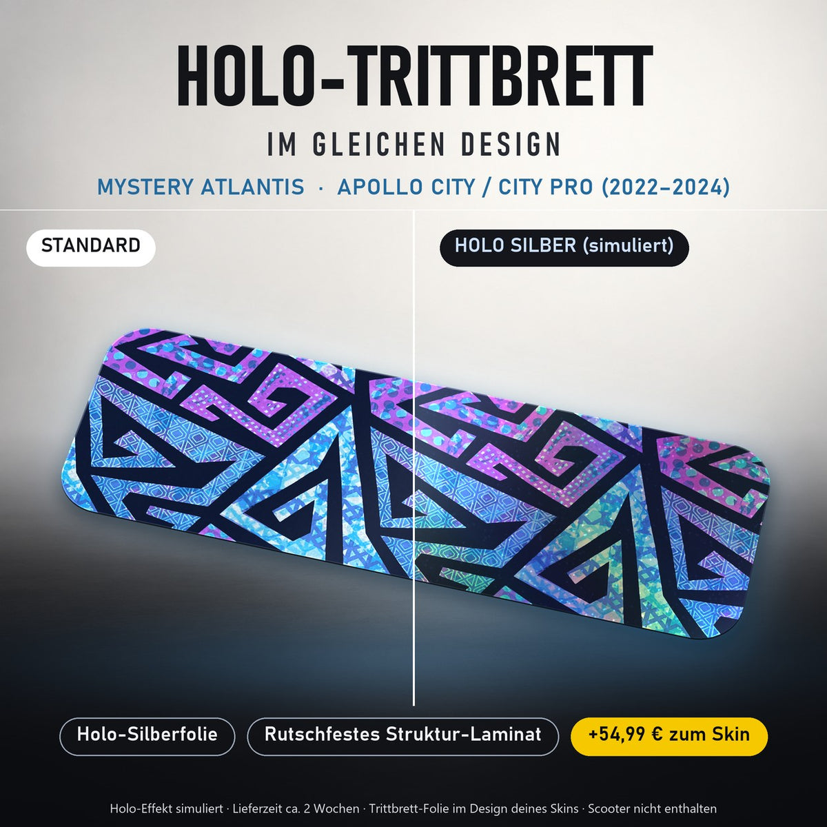 Holo-Trittbrett im gleichen Design – MYSTERY ATLANTIS für APOLLO CITY / CITY PRO (2022–2024), Holo-Effekt simuliert (+54,99 €)