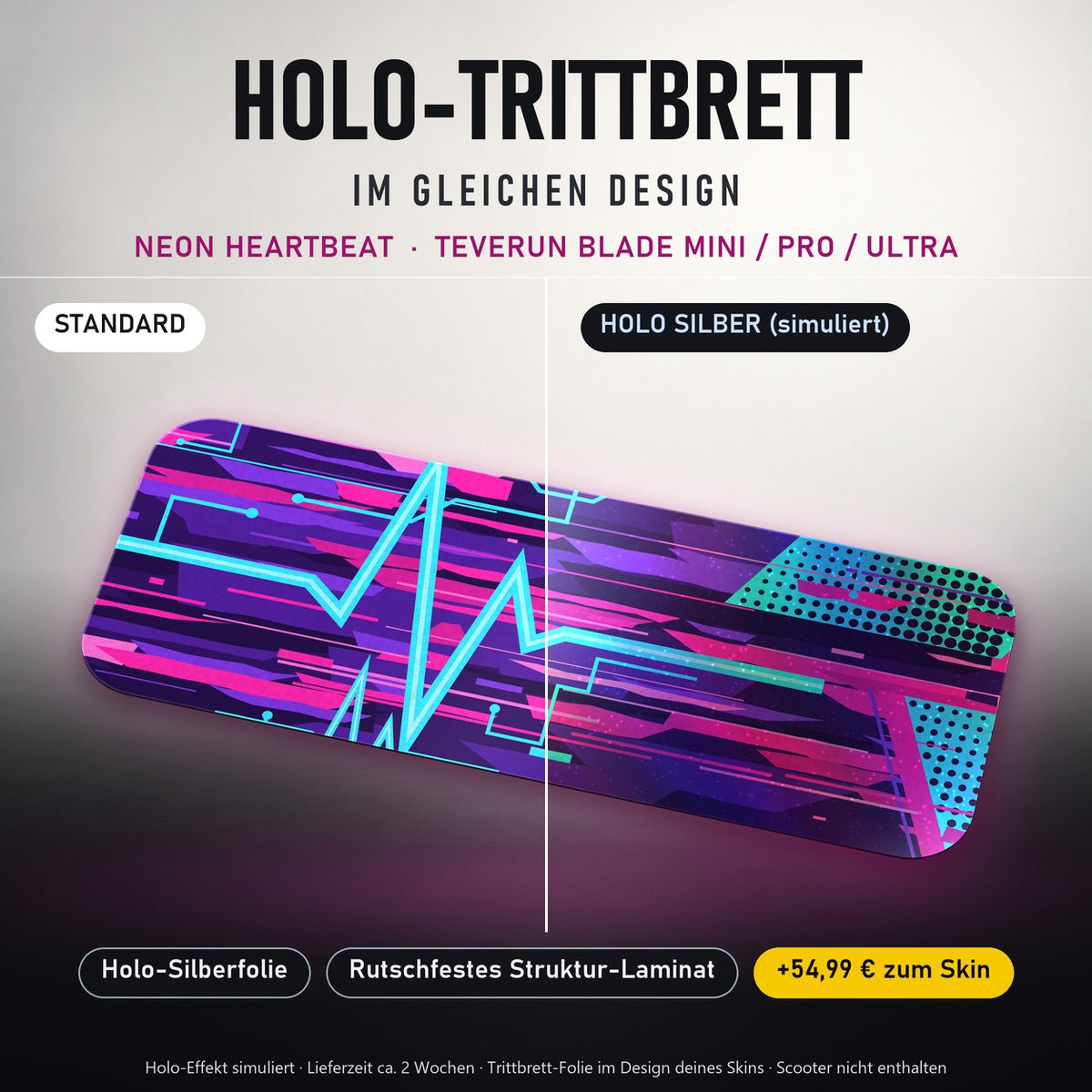 Holo-Trittbrett im gleichen Design – NEON HEARTBEAT für TEVERUN BLADE MINI / PRO / ULTRA, Holo-Effekt simuliert (+54,99 €)