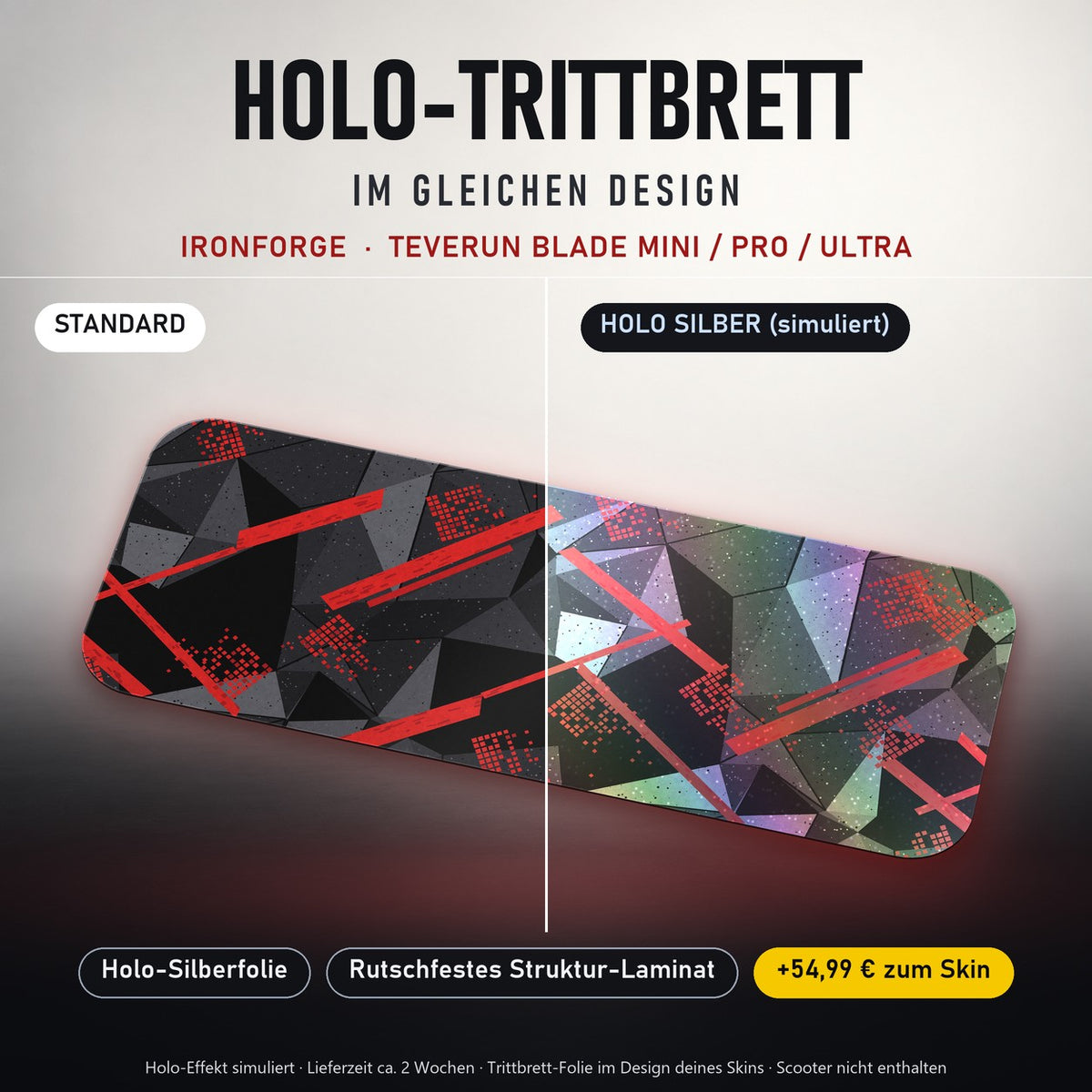 Holo-Trittbrett im gleichen Design – IRONFORGE für TEVERUN BLADE MINI / PRO / ULTRA, Holo-Effekt simuliert (+54,99 €)