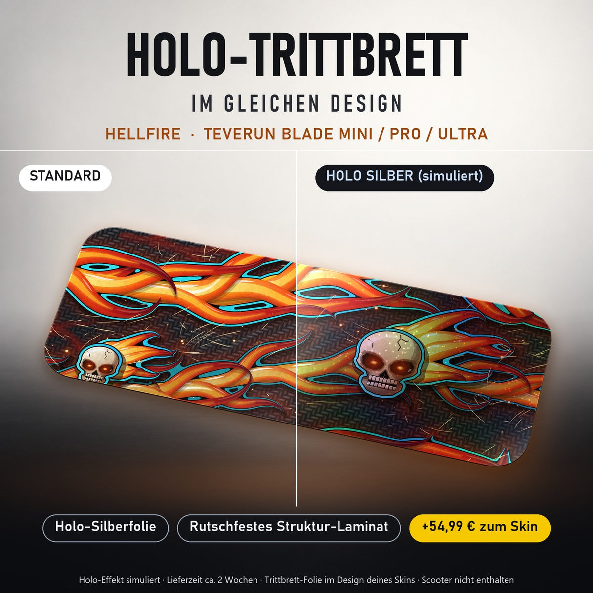 Holo-Trittbrett im gleichen Design – HELLFIRE für TEVERUN BLADE MINI / PRO / ULTRA, Holo-Effekt simuliert (+54,99 €)