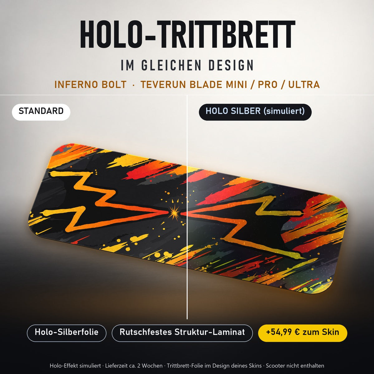 Holo-Trittbrett im gleichen Design – INFERNO BOLT für TEVERUN BLADE MINI / PRO / ULTRA, Holo-Effekt simuliert (+54,99 €)
