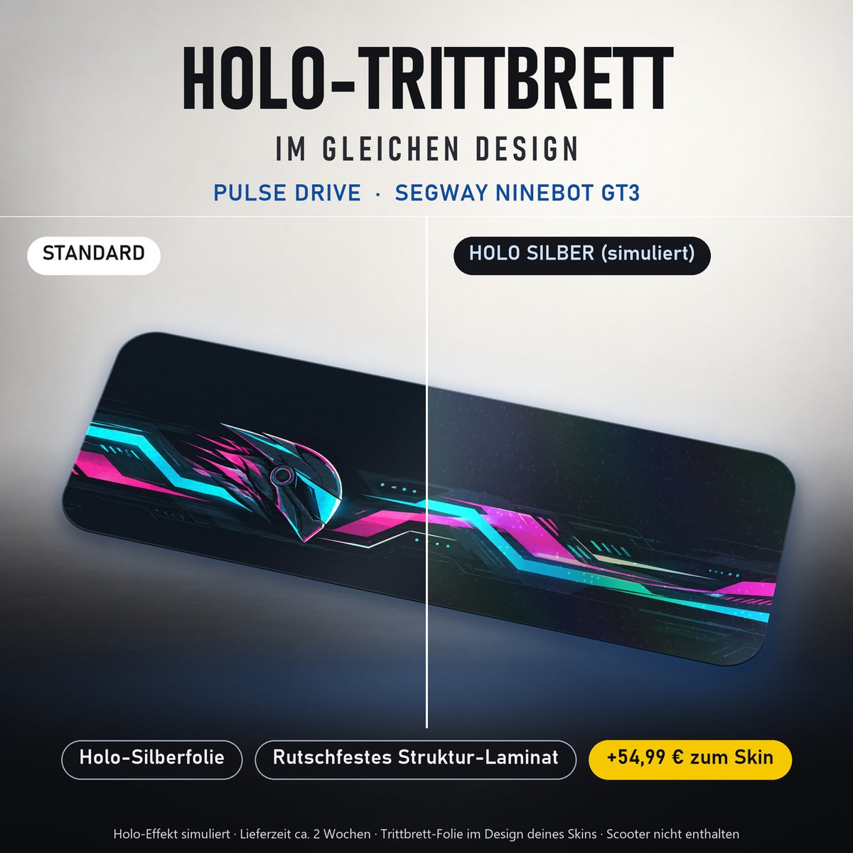 Holo-Trittbrett im gleichen Design – PULSE DRIVE für SEGWAY NINEBOT GT3, Holo-Effekt simuliert (+54,99 €)