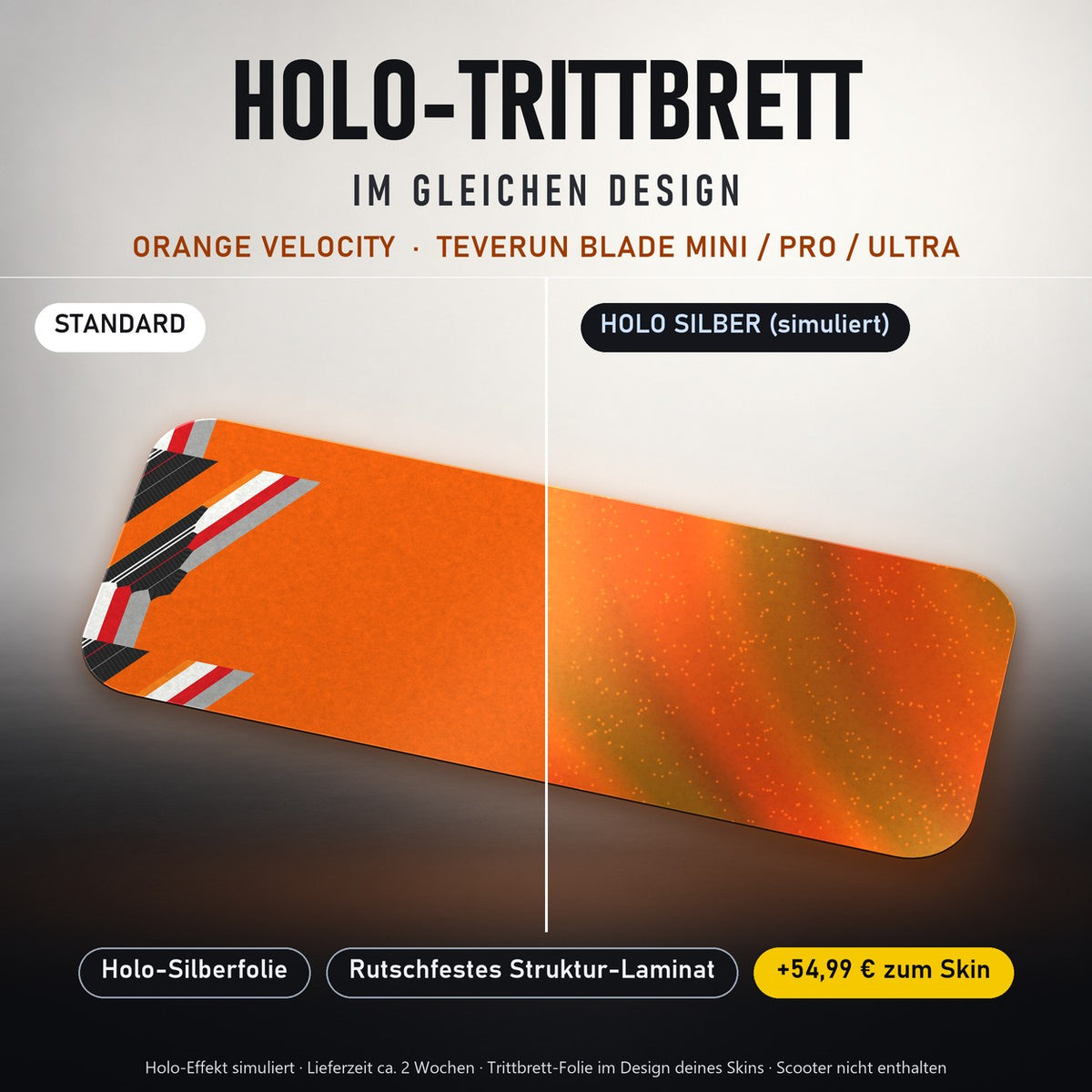 Holo-Trittbrett im gleichen Design – ORANGE VELOCITY für TEVERUN BLADE MINI / PRO / ULTRA, Holo-Effekt simuliert (+54,99 €)